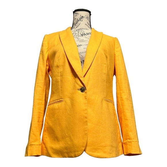 J.Crew Holland One-Button Linen Cotton Blazer Saffron Modern Classic Summer Prep - Picture 3 of 10